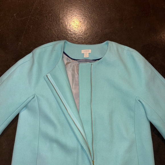 J Crew Womens Collarless Dress Coat Wool Blend Jacket Pockets Size 8 - Picture 3 of 8